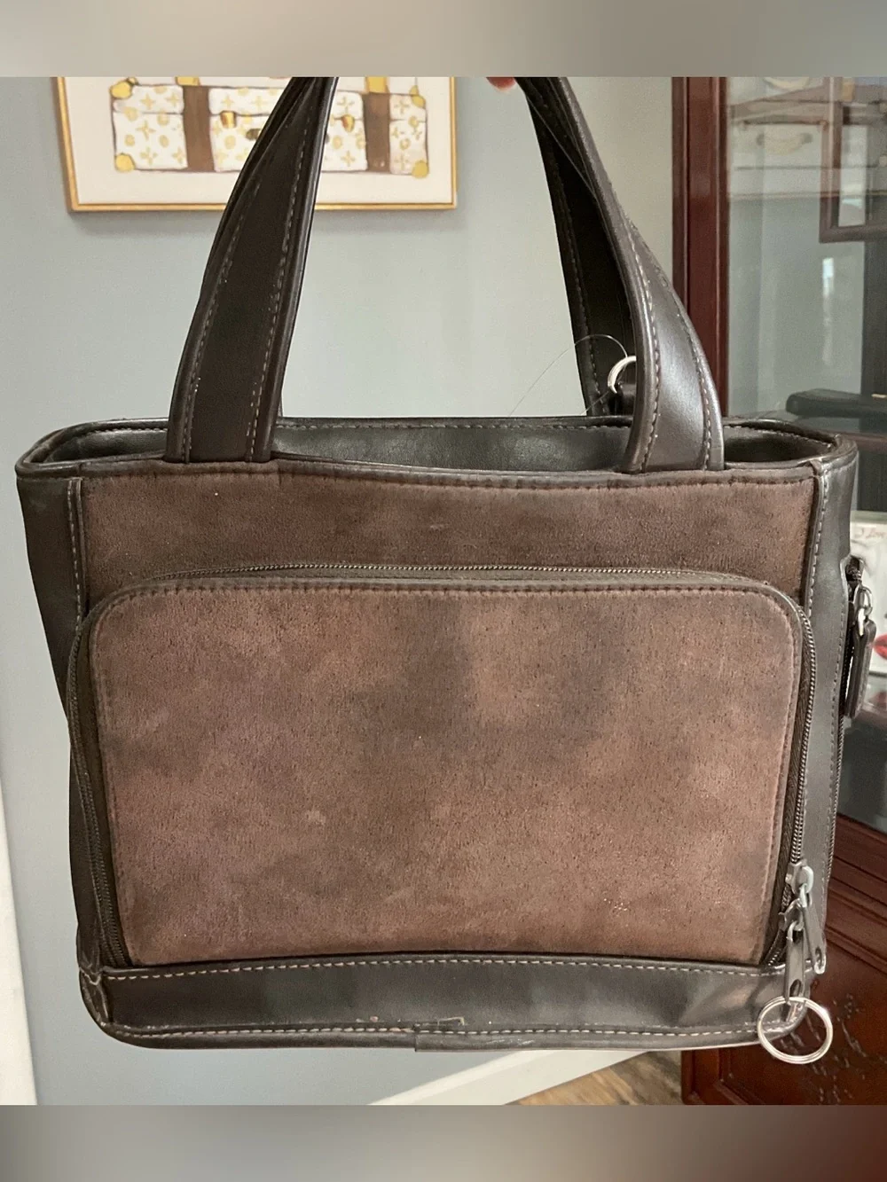 Brown Suede and Leather Purse